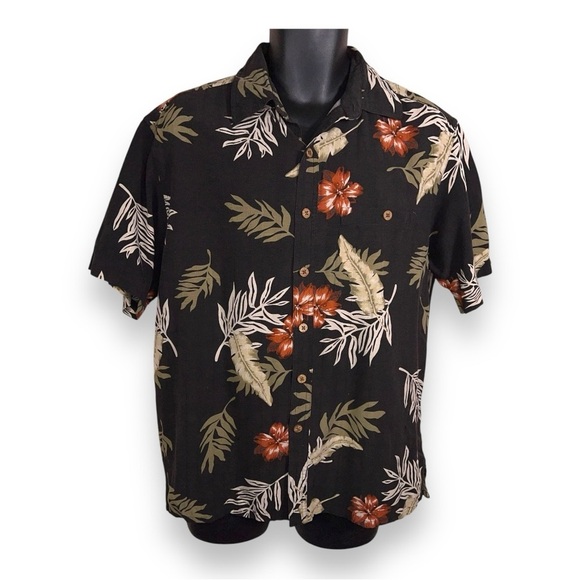 Medium Island Republic Silk Mens Shirt Black Tropical Hawaiian Shirt Retro - Picture 1 of 12